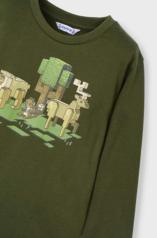 Mayoral longsleeve bawełniany dziecięcy 4054.5F.Mini.9BYH zielony AW24