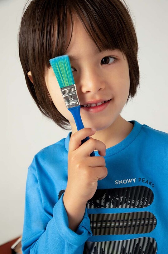 Mayoral longsleeve bawełniany dziecięcy 4055.5G.Mini.9BYH niebieski