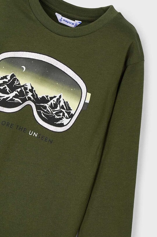 Dětské bavlněné tričko s dlouhým rukávem Mayoral 4056.5G.Mini.9BYH zelená AW24