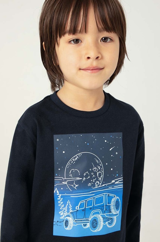Mayoral longsleeve bawełniany dziecięcy 4057.5G.Mini.9BYH niebieski