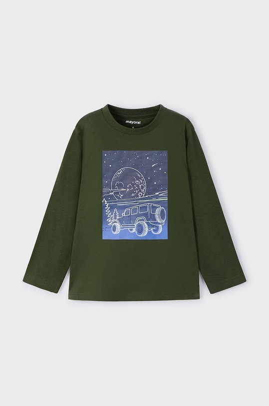 Mayoral longsleeve bawełniany dziecięcy nadruk zielony 4057.5G.Mini.9BYH
