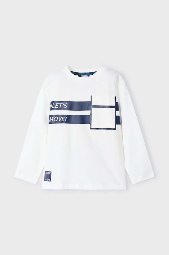 Dětské bavlněné tričko s dlouhým rukávem Mayoral kulatý béžová 4058.5H.Mini.9BYH