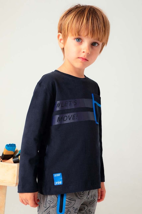 Mayoral longsleeve din bumbac pentru copii bleumarin 4058.5H.Mini.9BYH