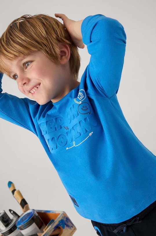 Mayoral longsleeve bawełniany dziecięcy nadruk niebieski 4060.5H.Mini.9BYH