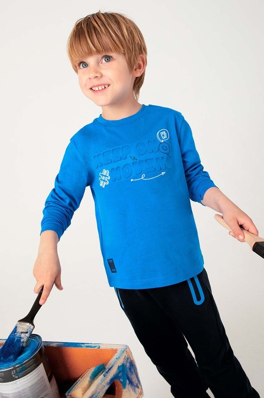 Mayoral longsleeve bawełniany dziecięcy 4060.5H.Mini.9BYH niebieski
