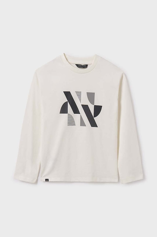 Mayoral longsleeve bawełniany dziecięcy nadruk beżowy 7080.7B.Junior.9BYH