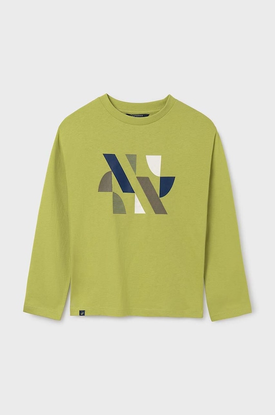 Detská bavlnená košeľa s dlhým rukávom Mayoral 7080.7B.Junior.9BYH zelená AW24