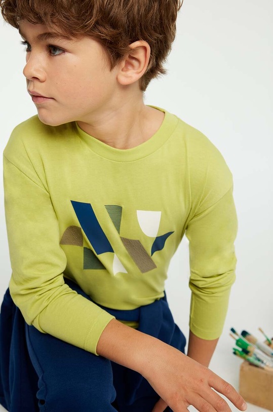 Detská bavlnená košeľa s dlhým rukávom Mayoral zelená 7080.7B.Junior.9BYH