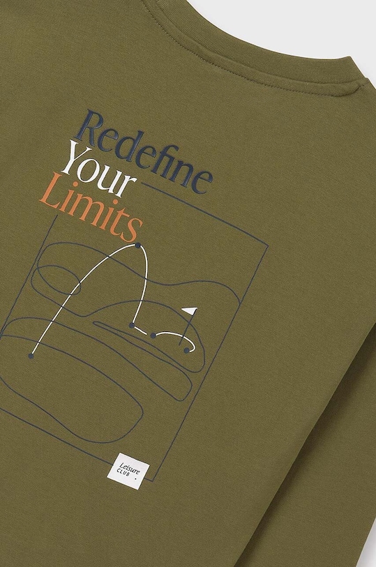 Mayoral longsleeve bawełniany dziecięcy 7082.7B.Junior.9BYH zielony AW24