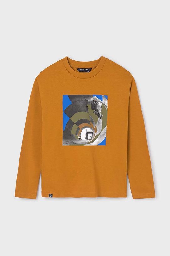 Mayoral longsleeve din bumbac pentru copii 2-pack 7083.7C.Junior.9BYH portocaliu AW24