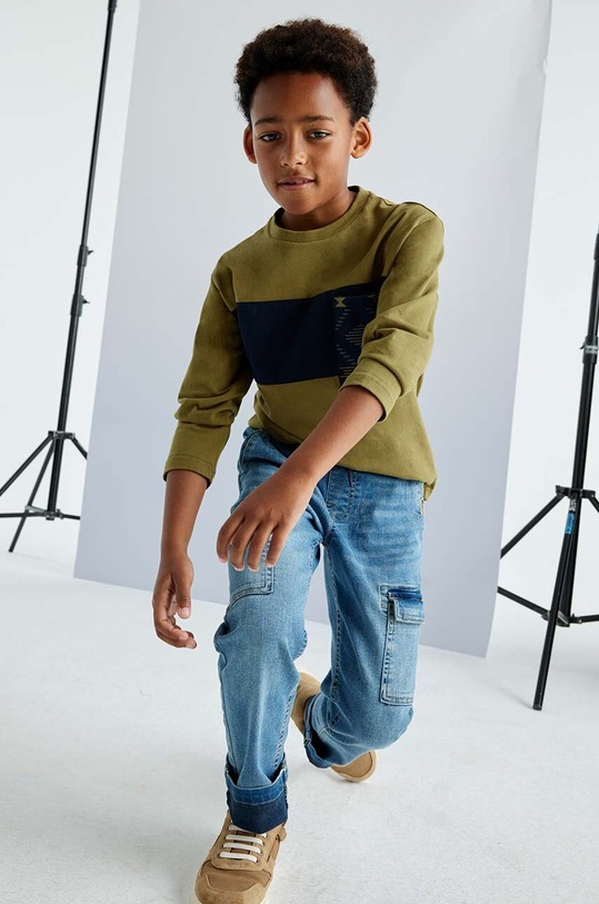 Dětské bavlněné tričko s dlouhým rukávem Mayoral 7084.7C.Junior.9BYH zelená