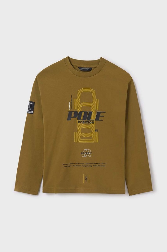 Mayoral longsleeve bawełniany dziecięcy nadruk beżowy 7087.7D.Junior.9BYH