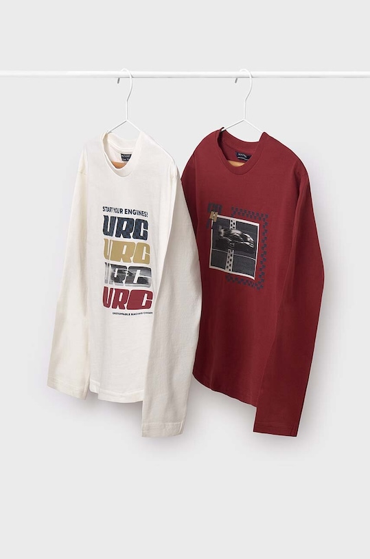 Mayoral longsleeve din bumbac pentru copii 2-pack print rosu 7090.7D.Junior.9BYH