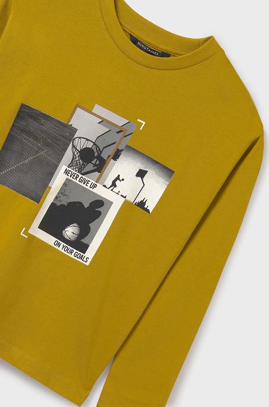 Dětské bavlněné tričko s dlouhým rukávem Mayoral 7092.7E.Junior.9BYH zelená AW24