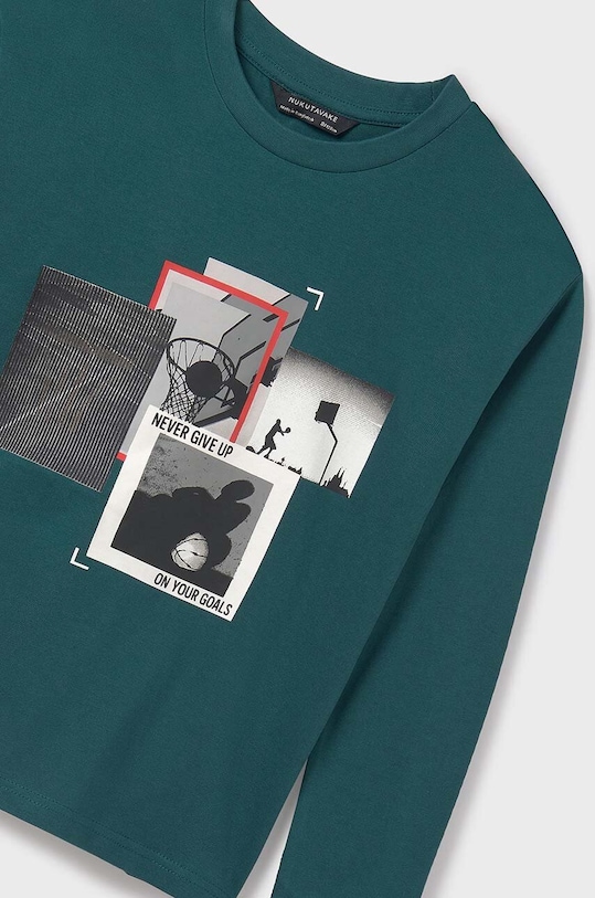 Dětské bavlněné tričko s dlouhým rukávem Mayoral 7092.7E.Junior.9BYH zelená AW24