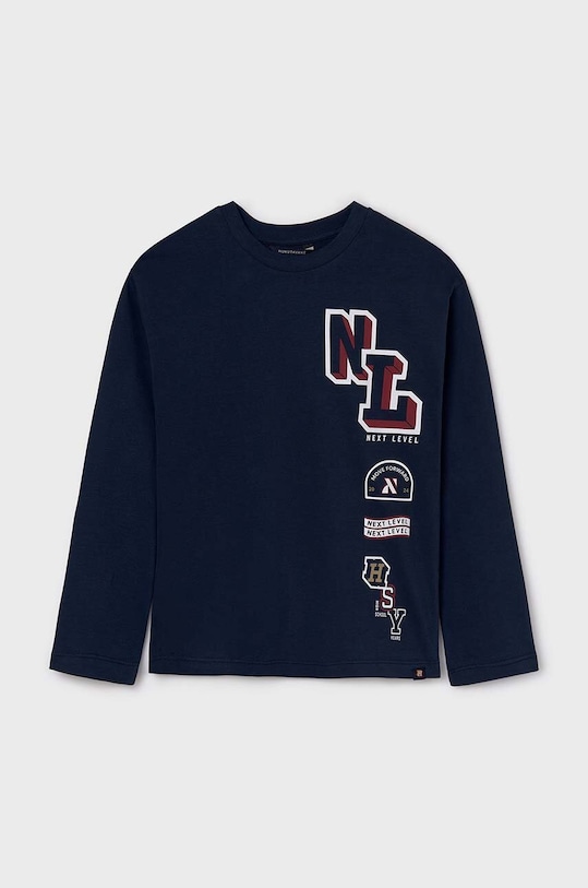 Mayoral longsleeve bawełniany dziecięcy 7092.7E.Junior.9BYH czarny AW24