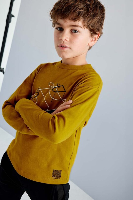 Дитячий бавовняний лонгслів Mayoral 7093.7E.Junior.9BYH зелений