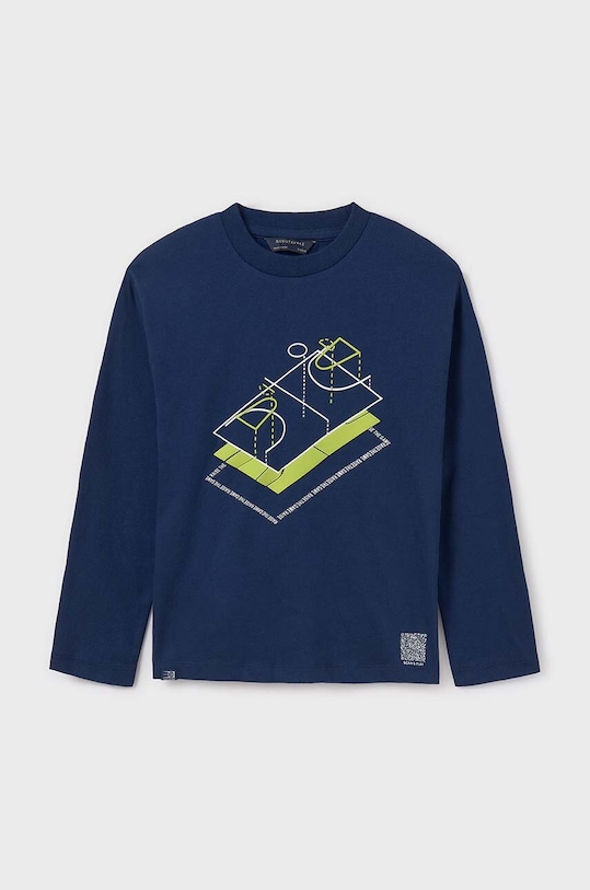 Хлопковый детский лонгслив Mayoral хлопок тёмно-синий 7093.7E.Junior.9BYH