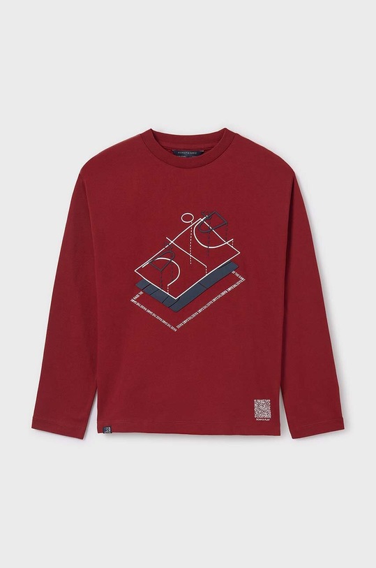Mayoral longsleeve din bumbac pentru copii print burgundia 7093.7E.Junior.9BYH