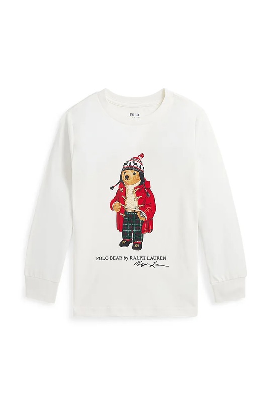 Dječja pamučna majica dugih rukava Polo Ralph Lauren print bež 322883620008