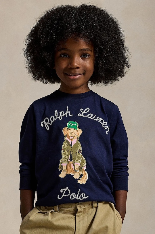 Polo Ralph Lauren longsleeve in cotone bambino/a cotone blu navy 322953576001