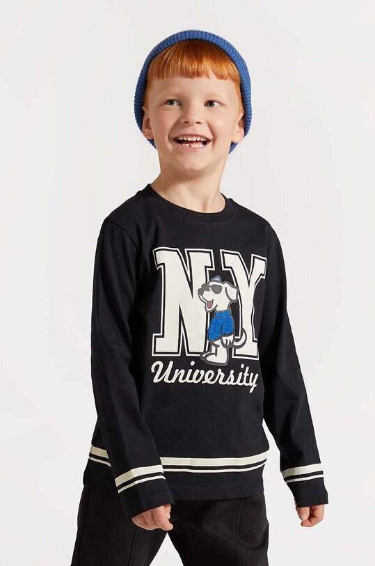 Coccodrillo longsleeve bawełniany dziecięcy nadruk czarny ZC4143104ABK