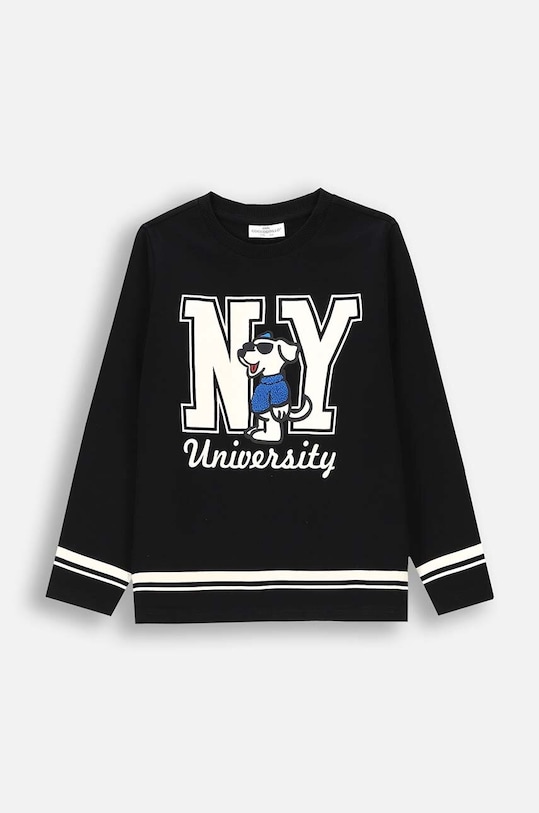 Coccodrillo longsleeve bawełniany dziecięcy ZC4143104ABK czarny AW24