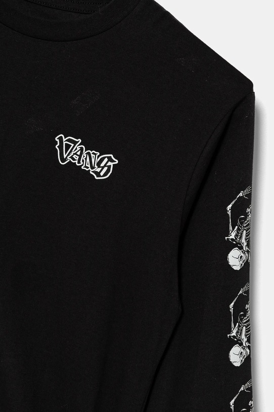 CHLAPEC Dětské bavlněné tričko s dlouhým rukávem Vans Bad 2 Da Bone VN000JWKBLK1 černá