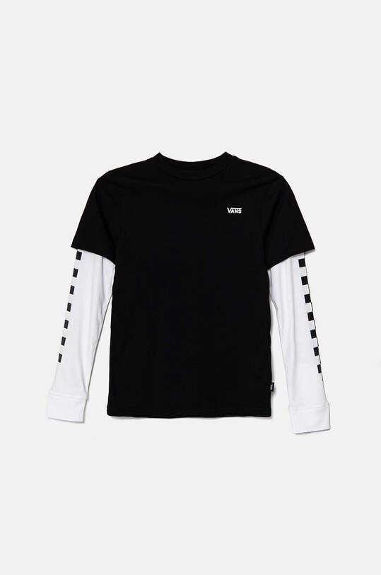 Vans longsleeve din bumbac pentru copii BY LONG CHECK TWOFER print negru VN0A49OYBLK1