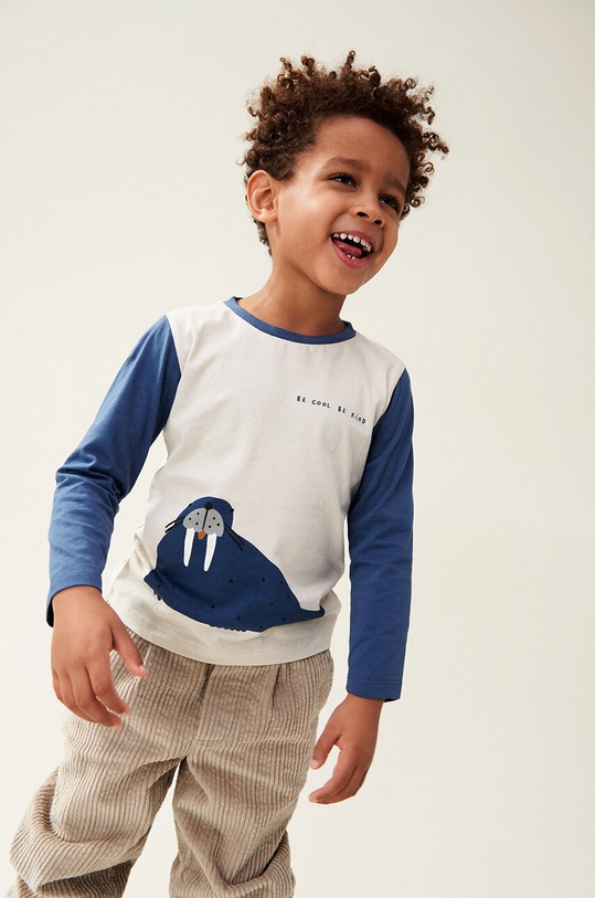 Liewood longsleeve din bumbac pentru copii Apia Placement Longsleeve T-shirt print albastru LW19562