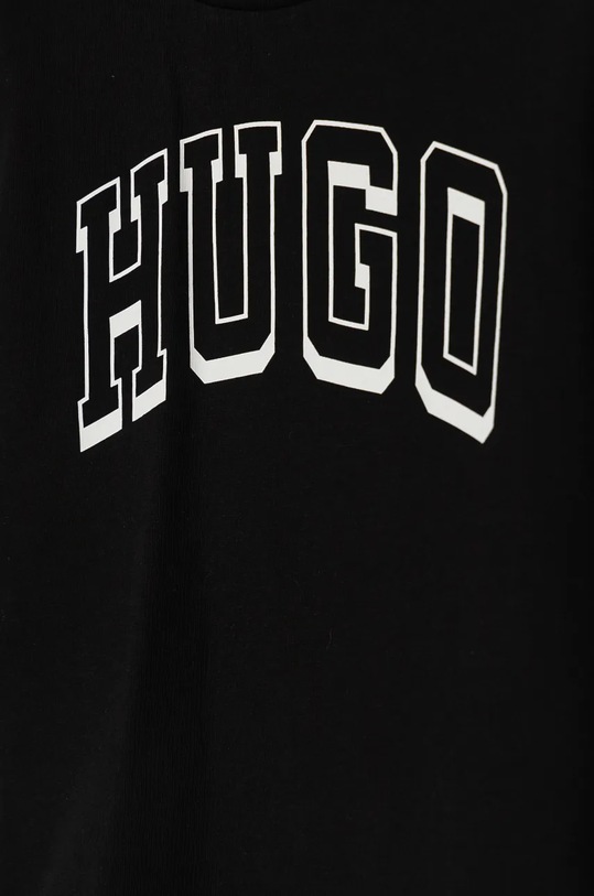 Dečki Otroška bombažna majica z dolgimi rokavi HUGO G00148.102.108 črna