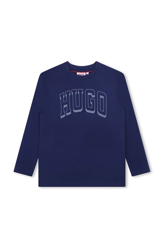 Дитячий бавовняний лонгслів HUGO G00148.162.174 темно-синій AW24