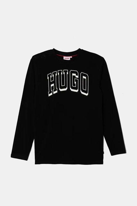 HUGO longsleeve bawełniany dziecięcy nadruk czarny G00148.162.174