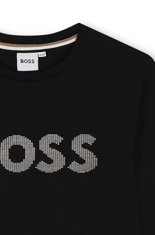 Băieți BOSS longsleeve din bumbac pentru copii J51218.114.150 negru