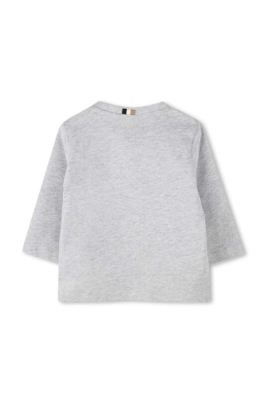 Хлопковый лонгслив для младенцев BOSS J51293.86.94 серый AW24