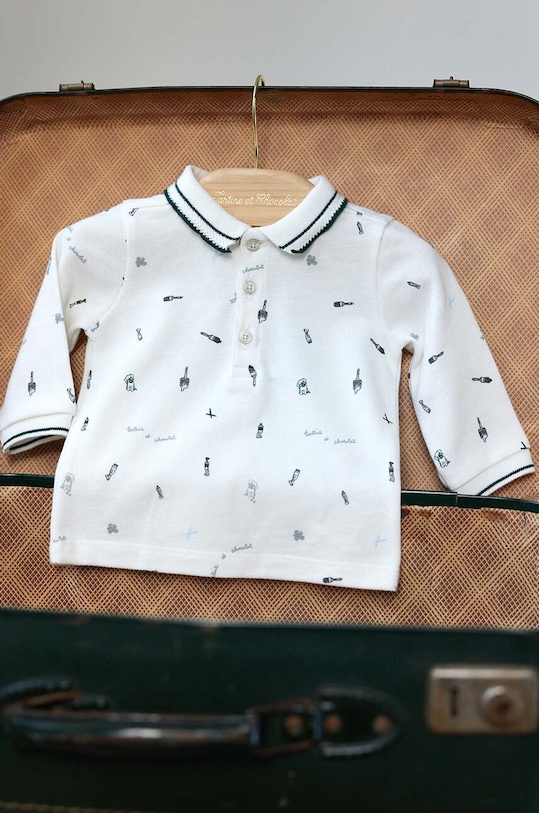 Хлопковый детский лонгслив Tartine et Chocolat зелёный TZ11071.104