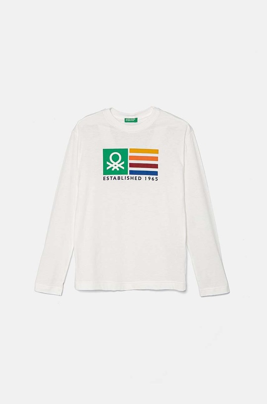 United Colors of Benetton longsleeve bawełniany dziecięcy nadruk biały 3I1XC10JN.G.Seasonal