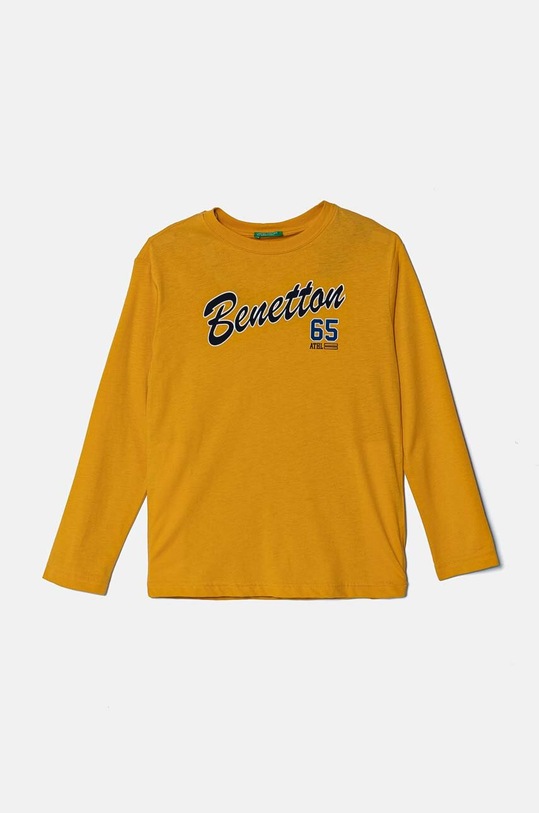 United Colors of Benetton longsleeve bawełniany dziecięcy nadruk żółty 3I1XC10JN.G.Seasonal