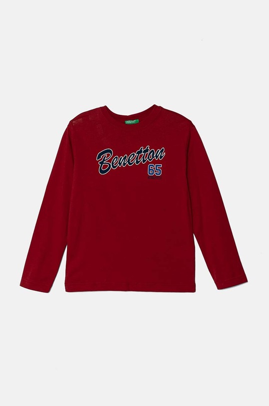 United Colors of Benetton longsleeve bawełniany dziecięcy nadruk bordowy 3I1XC10JN.G.Seasonal