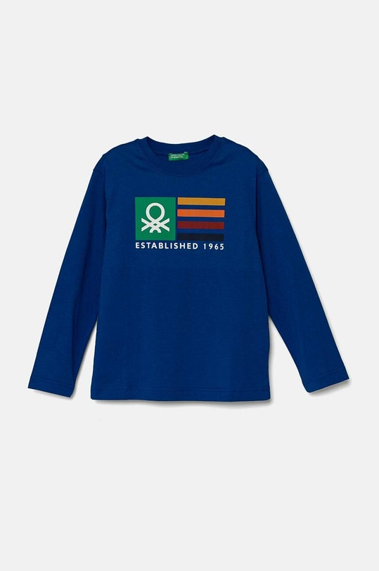 United Colors of Benetton longsleeve bawełniany dziecięcy nadruk niebieski 3I1XC10JN.G.Seasonal