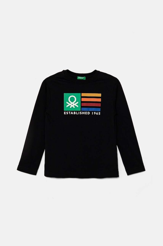 United Colors of Benetton longsleeve bawełniany dziecięcy nadruk czarny 3I1XC10JN.G.Seasonal
