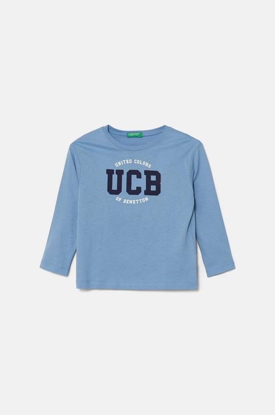 United Colors of Benetton longsleeve bawełniany dziecięcy nadruk niebieski 3I1XG10F2.P.Seasonal