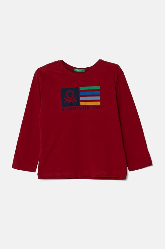 United Colors of Benetton longsleeve bawełniany dziecięcy nadruk bordowy 3I1XG10F2.P.Seasonal