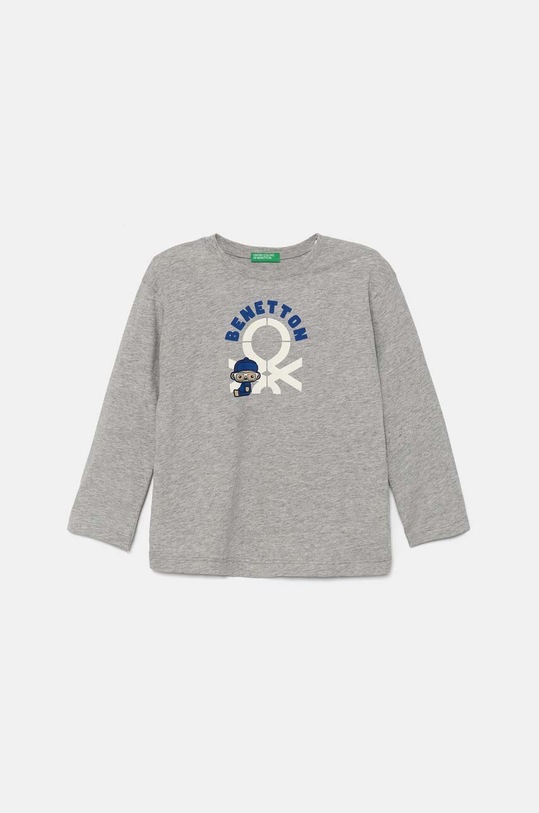 United Colors of Benetton longsleeve bawełniany dziecięcy nadruk szary 3I1XG10F2.P.Seasonal
