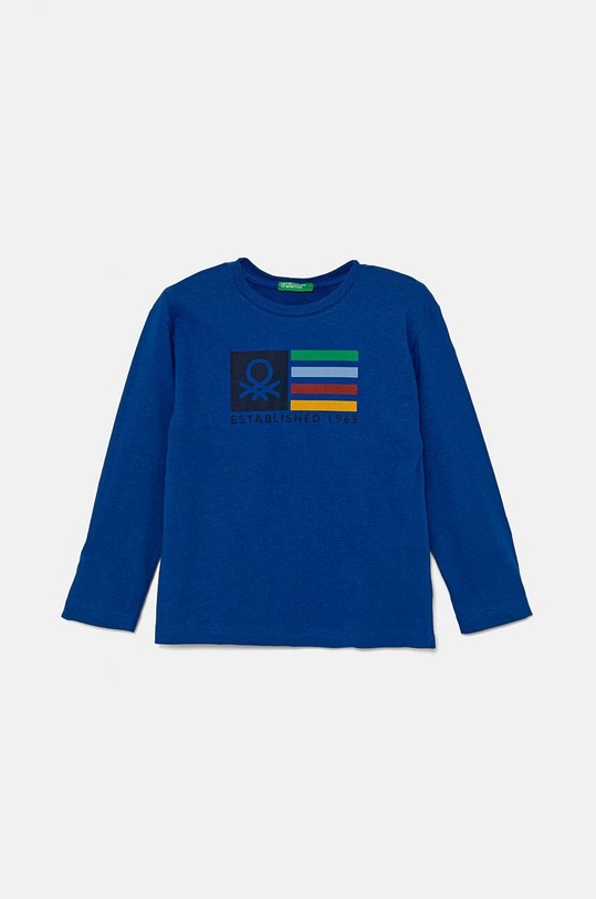 United Colors of Benetton longsleeve bawełniany dziecięcy nadruk niebieski 3I1XG10F2.P.Seasonal