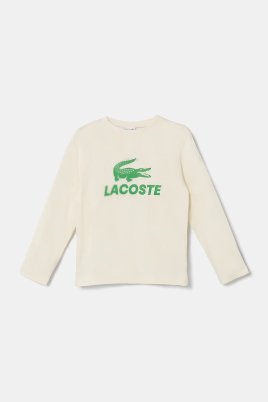 Дитячий бавовняний лонгслів Lacoste бавовна бежевий TJ2567