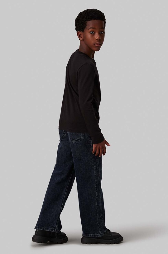 Дитячий бавовняний лонгслів Calvin Klein Jeans IB0IB02255.128.176.9BYH чорний