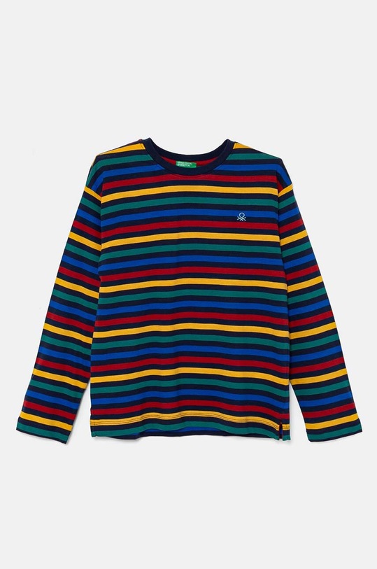 United Colors of Benetton longsleeve bawełniany dziecięcy wzorzyste granatowy 3GZ3C10JW.G.Seasonal