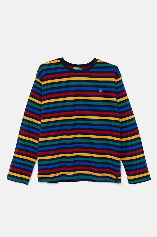 United Colors of Benetton longsleeve bawełniany dziecięcy wzorzyste granatowy 3GZ3C10JW.G.Seasonal