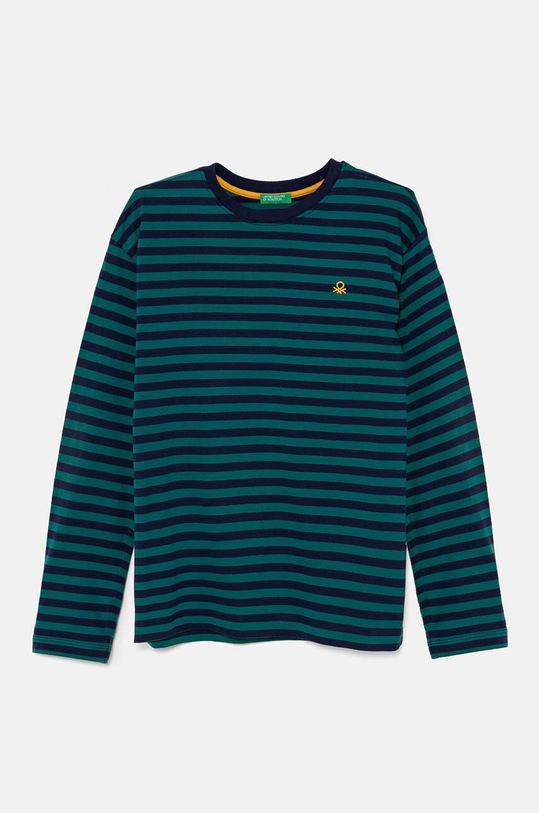 United Colors of Benetton longsleeve bawełniany dziecięcy wzorzyste zielony 3GZ3C10JW.G.Seasonal